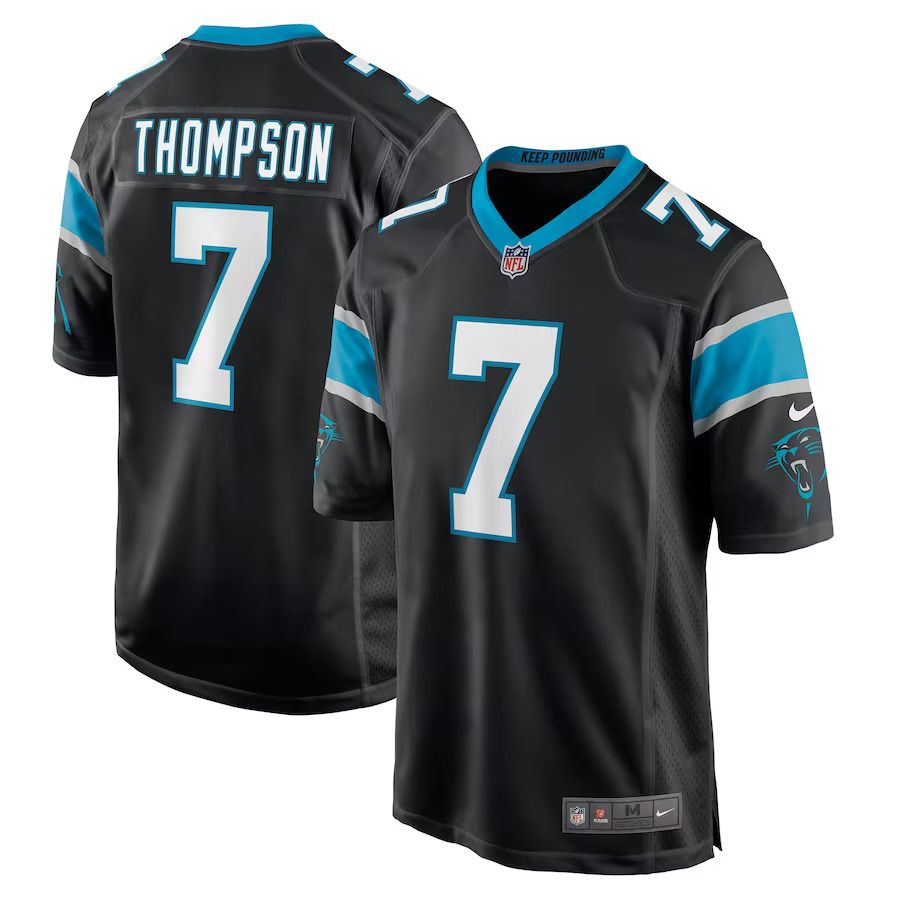 Men Carolina Panthers 7 Shaq Thompson Nike Black Player Game NFL Jersey